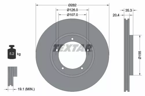 TEXTAR TEXTAR (92006107) 1x TEXTAR 92006107 Brake Disc 