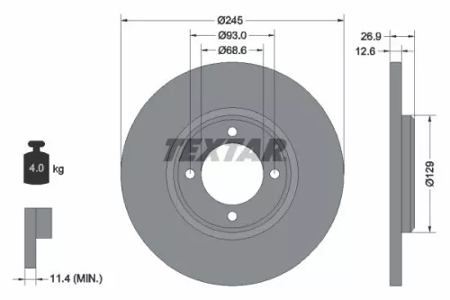 TEXTAR TEXTAR (92008200) 1x TEXTAR 92008200 Brake Disc 