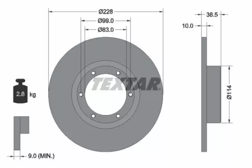 TEXTAR TEXTAR (92009200) 1x  TEXTAR Brake Disc 92009200 228 