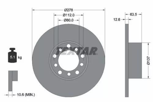 TEXTAR TEXTAR (92009500) 1x TEXTAR 92009500 Brake Disc 