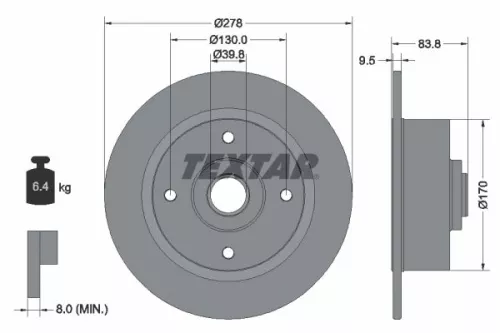 TEXTAR TEXTAR (92010300) 1x TEXTAR 92010300 Brake Disc 