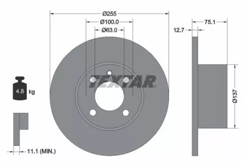 TEXTAR TEXTAR (92011600) 1x  TEXTAR Brake Disc 92011600 255 