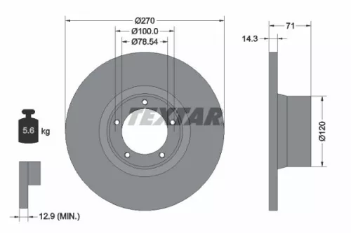 1x TEXTAR 92014900 Brake Disc