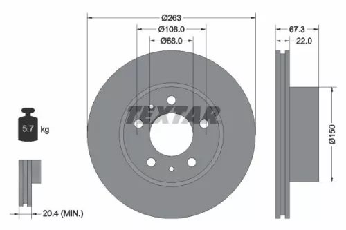 1x TEXTAR 92018600 Brake Disc