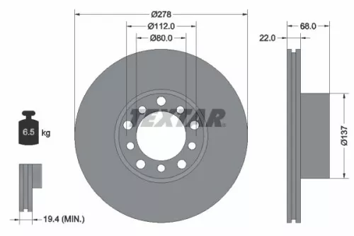 TEXTAR TEXTAR 92020400 1x TEXTAR 92020400 Brake Disc 