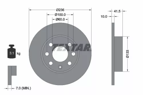 TEXTAR TEXTAR 92020800 1x TEXTAR 92020800 Brake Disc 