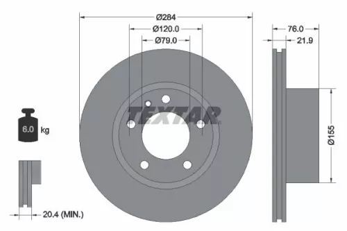 1x TEXTAR 92022300 Brake Disc