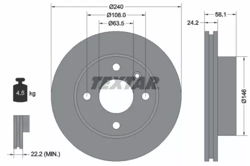 1x  TEXTAR Brake Disc