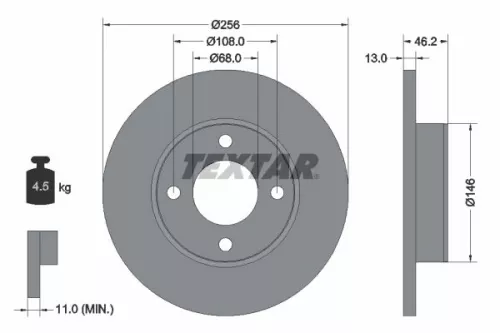 1x TEXTAR 92025900 Brake Disc
