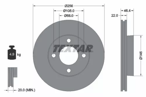 TEXTAR TEXTAR 92026000 1x TEXTAR 92026000 Brake Disc 