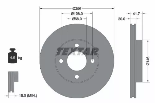 TEXTAR TEXTAR 92026200 1x TEXTAR 92026200 Brake Disc 