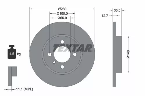 TEXTAR TEXTAR 92026400 1x TEXTAR 92026400 Brake Disc 