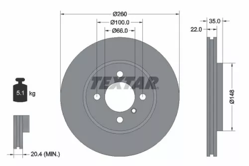 TEXTAR TEXTAR 92026503 1x TEXTAR 92026503 Brake Disc 
