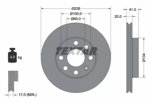 TEXTAR TEXTAR (92029603) 1x  TEXTAR Brake Disc 92029603 236 