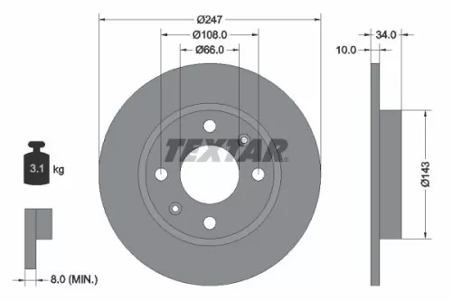 TEXTAR TEXTAR (92029803) 1x  TEXTAR Brake Disc 92029803 247 