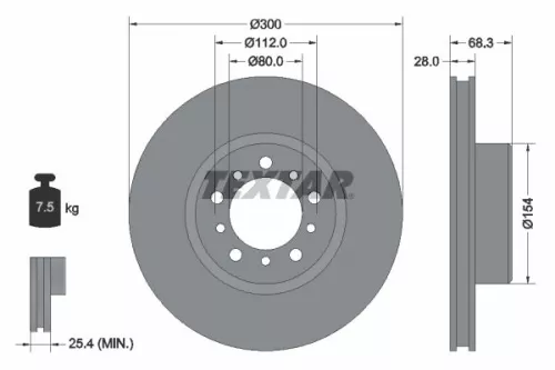 TEXTAR TEXTAR 92032500 1x TEXTAR 92032500 Brake Disc 