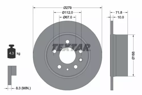 1x TEXTAR 92032600 Brake Disc