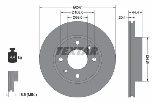 1x TEXTAR 92033800 Brake Disc