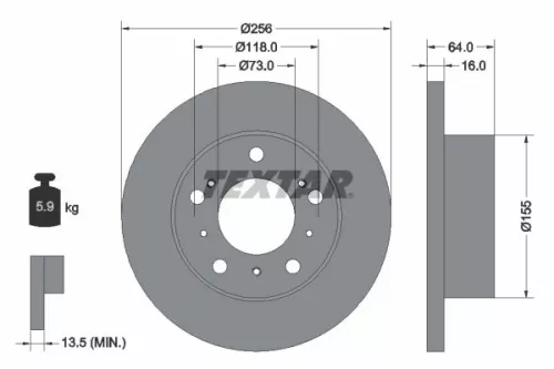 1x TEXTAR 92034400 Brake Disc