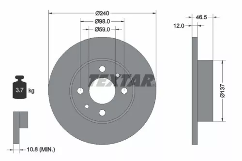1x TEXTAR 92034500 Brake Disc