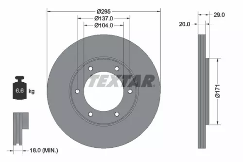 TEXTAR TEXTAR 92035600 1x TEXTAR 92035600 Brake Disc 