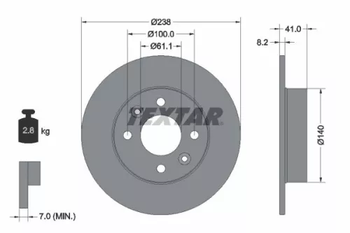 1x  TEXTAR Brake Disc