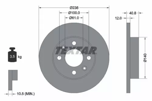 1x  TEXTAR Brake Disc