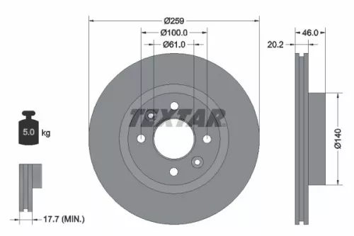 1x  TEXTAR Brake Disc