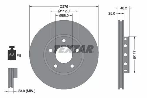 TEXTAR TEXTAR 92037200 1x TEXTAR 92037200 Brake Disc 