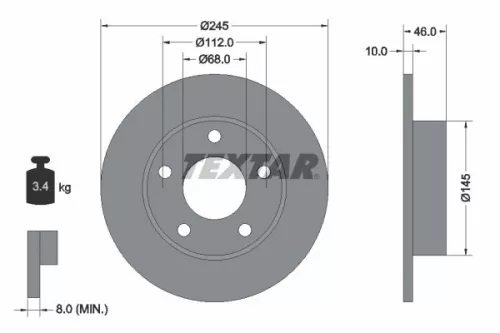 TEXTAR TEXTAR 92037400 1x TEXTAR 92037400 Brake Disc 
