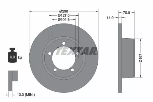 1x  TEXTAR Brake Disc