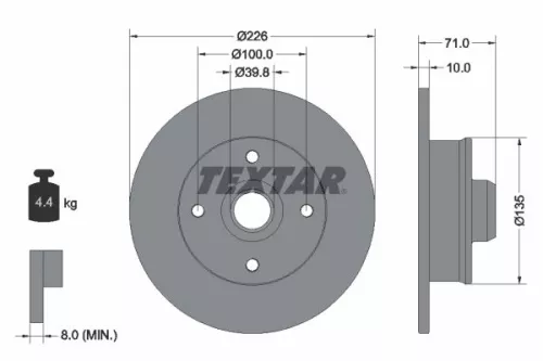 TEXTAR TEXTAR (92041803) 1x  TEXTAR Brake Disc 