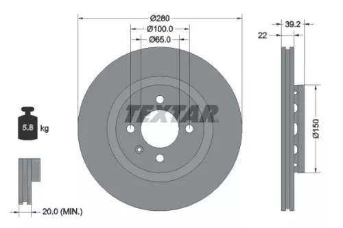 1x TEXTAR 92043500 Brake Disc