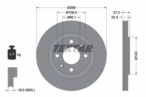 TEXTAR TEXTAR (92048103) 1x  TEXTAR Brake Disc 92048103 266 