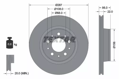1x  TEXTAR Brake Disc