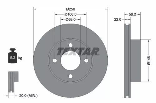 1x  TEXTAR Brake Disc 92054200 256