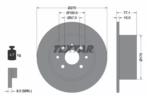 TEXTAR TEXTAR 92054700 1x TEXTAR 92054700 Brake Disc 