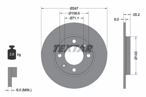 1x  TEXTAR Brake Disc