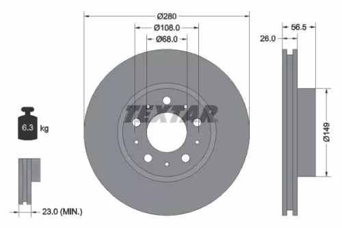 1x TEXTAR 92055400 Brake Disc