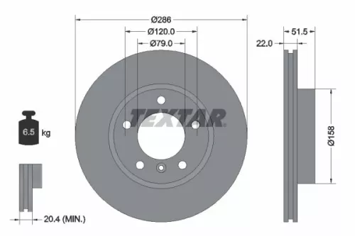 TEXTAR TEXTAR 92055605 1x TEXTAR 92055605 Brake Disc 