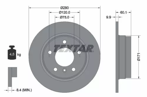 1x  TEXTAR Brake Disc