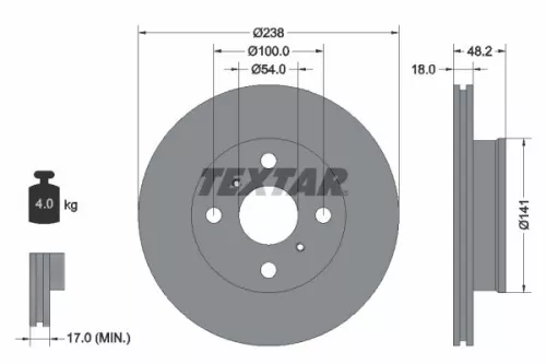TEXTAR TEXTAR 92055800 1x TEXTAR 92055800 Brake Disc 