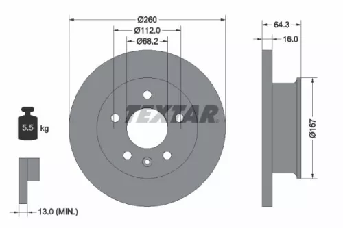 1x TEXTAR 92055900 Brake Disc