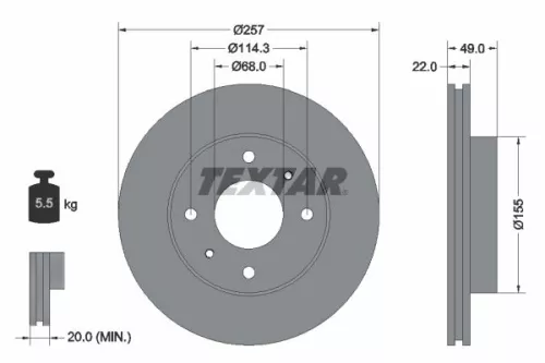 TEXTAR TEXTAR 92056300 1x TEXTAR 92056300 Brake Disc 