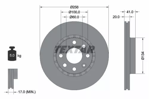 TEXTAR TEXTAR 92056503 1x TEXTAR 92056503 Brake Disc 