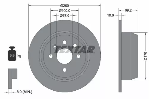 TEXTAR TEXTAR 92057000 1x TEXTAR 92057000 Brake Disc 