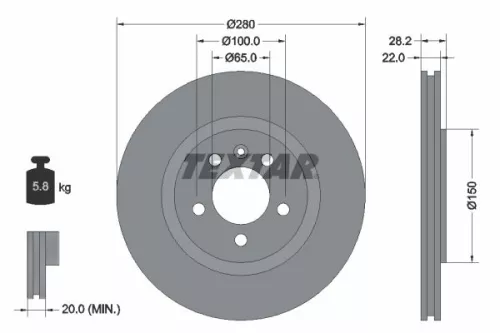 TEXTAR TEXTAR 92057100 1x TEXTAR 92057100 Brake Disc 
