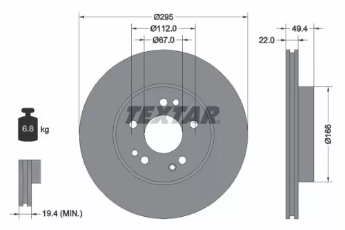 TEXTAR TEXTAR (92057300) 1x  TEXTAR Brake Disc 