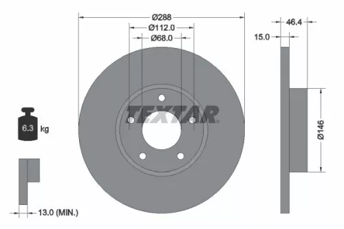 1x  TEXTAR Brake Disc