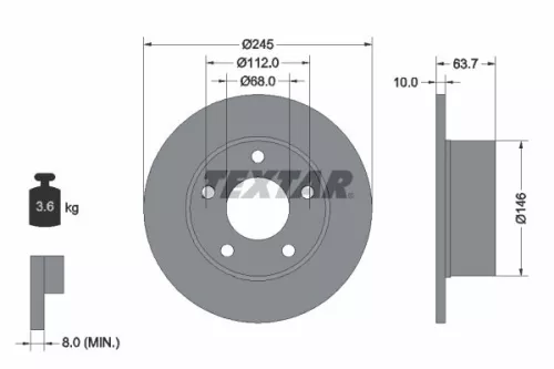 TEXTAR TEXTAR 92057503 1x TEXTAR 92057503 Brake Disc 